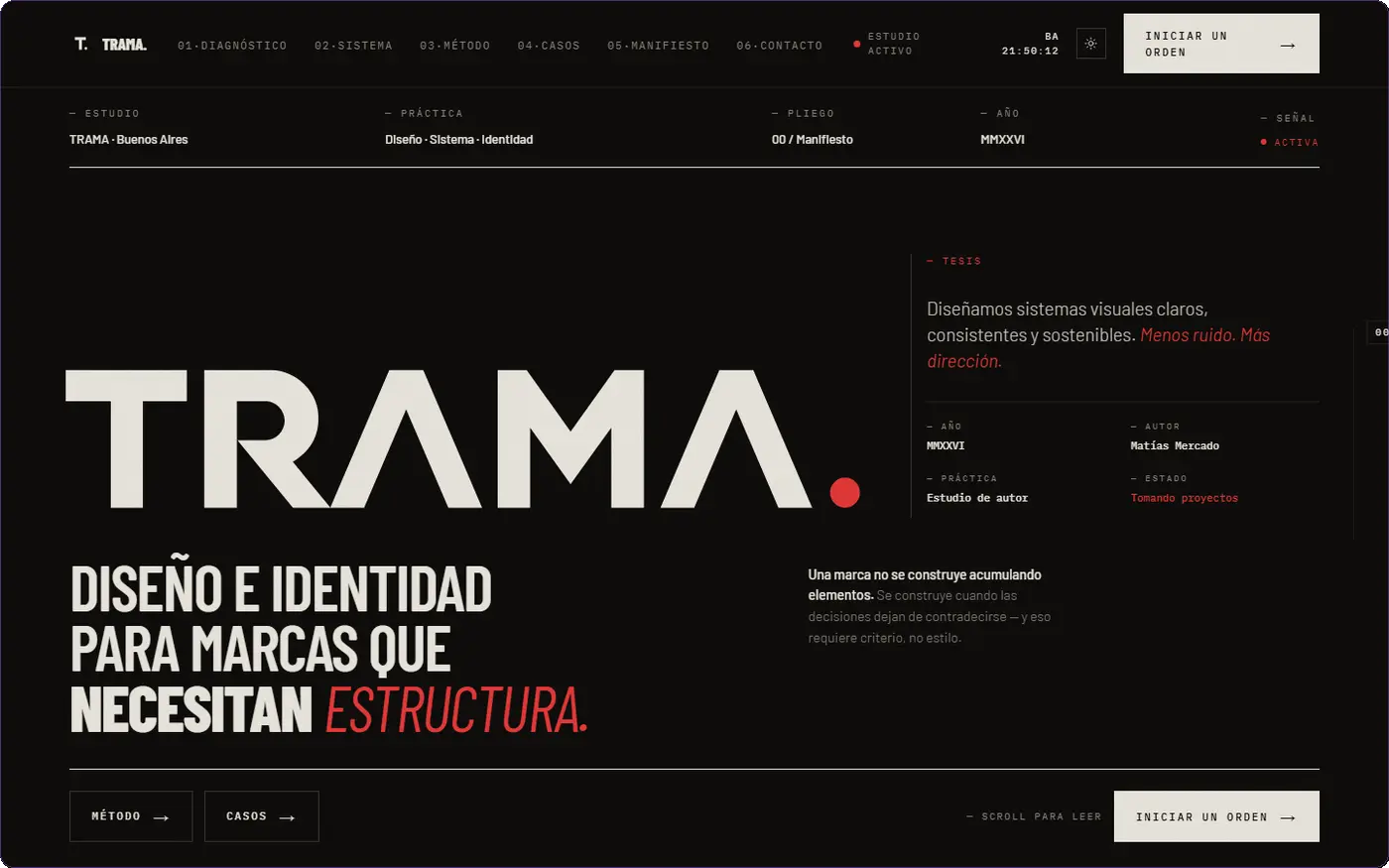 Trama · sitio web swiss editorial